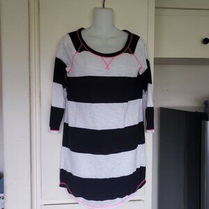 SO Size Med Black & White Strioes with Hot Pink Stitching
